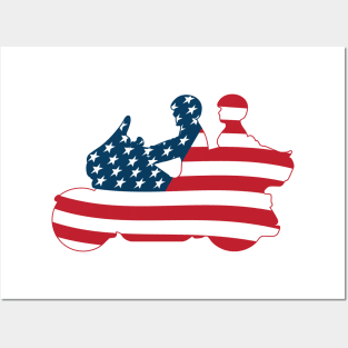 Patriotic American Flag Touring Motorcycle Posters and Art
